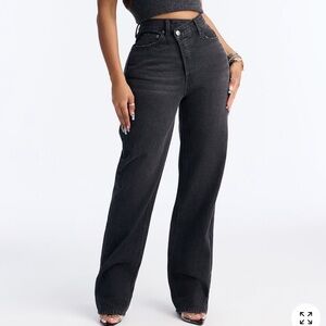 Fashion Nova Black Straight Leg Jeans